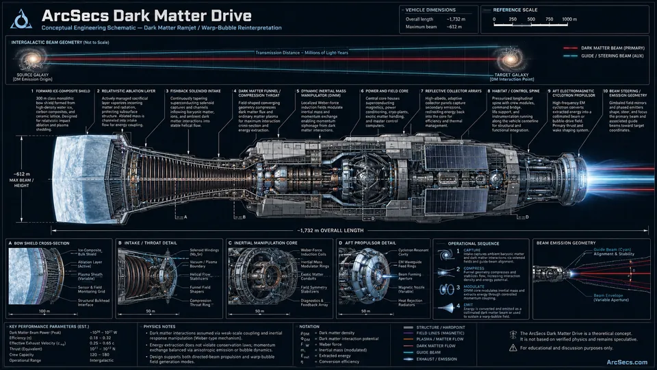 ArcSecs Dark Matter Drive conceptual engineering schematic