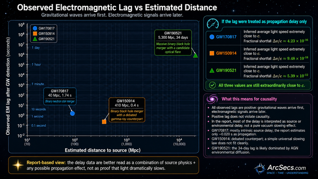 Observed Electromagnetic Lag vs Estimated Distance