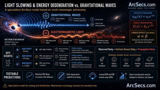 Light Slowing and Energy Degeneration vs Gravitational Waves